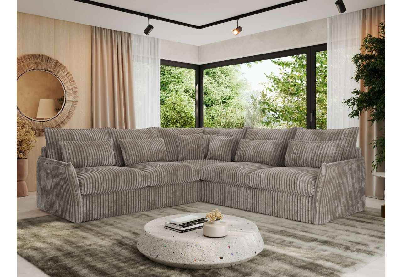 Narożnik VERSO L - uniwersalny - jasnobrązowy, sztruks