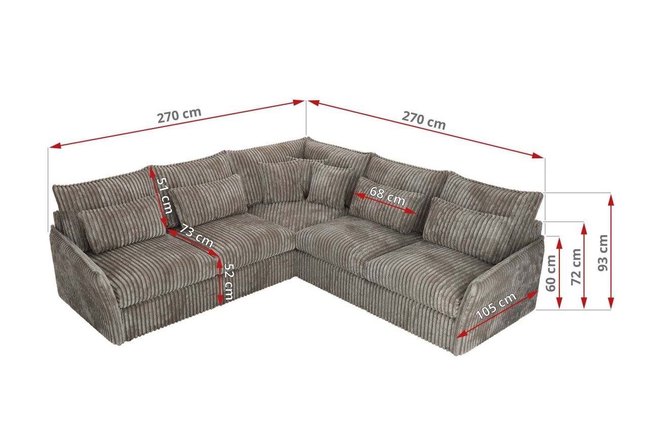 Narożnik VERSO L - uniwersalny - jasnobrązowy, sztruks