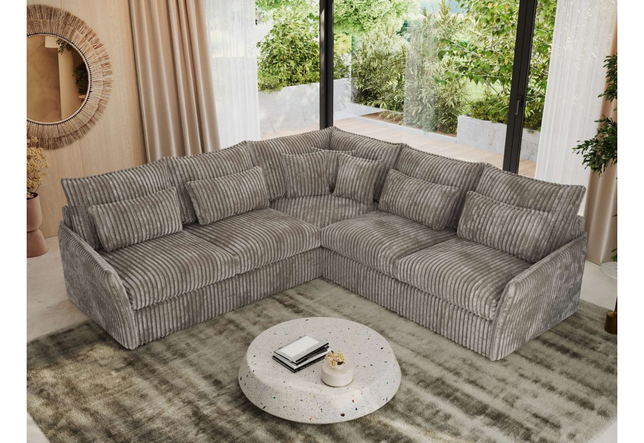 Narożnik VERSO L - uniwersalny - jasnobrązowy, sztruks