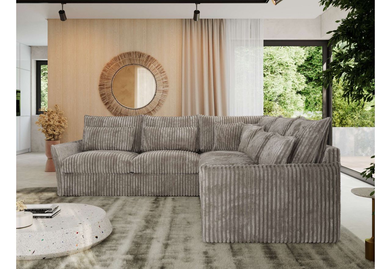 Narożnik VERSO L - uniwersalny - jasnobrązowy, sztruks