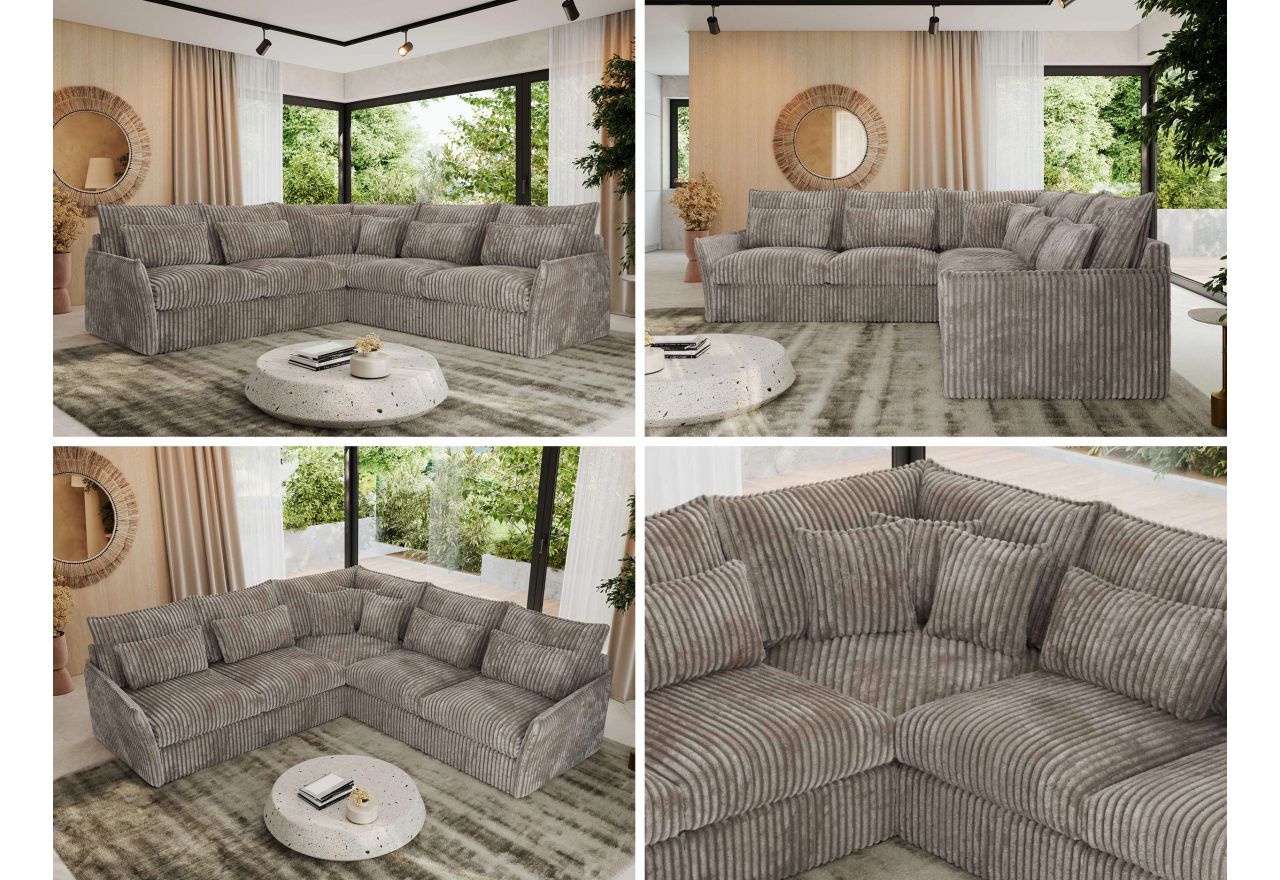 Narożnik VERSO L - uniwersalny - jasnobrązowy, sztruks