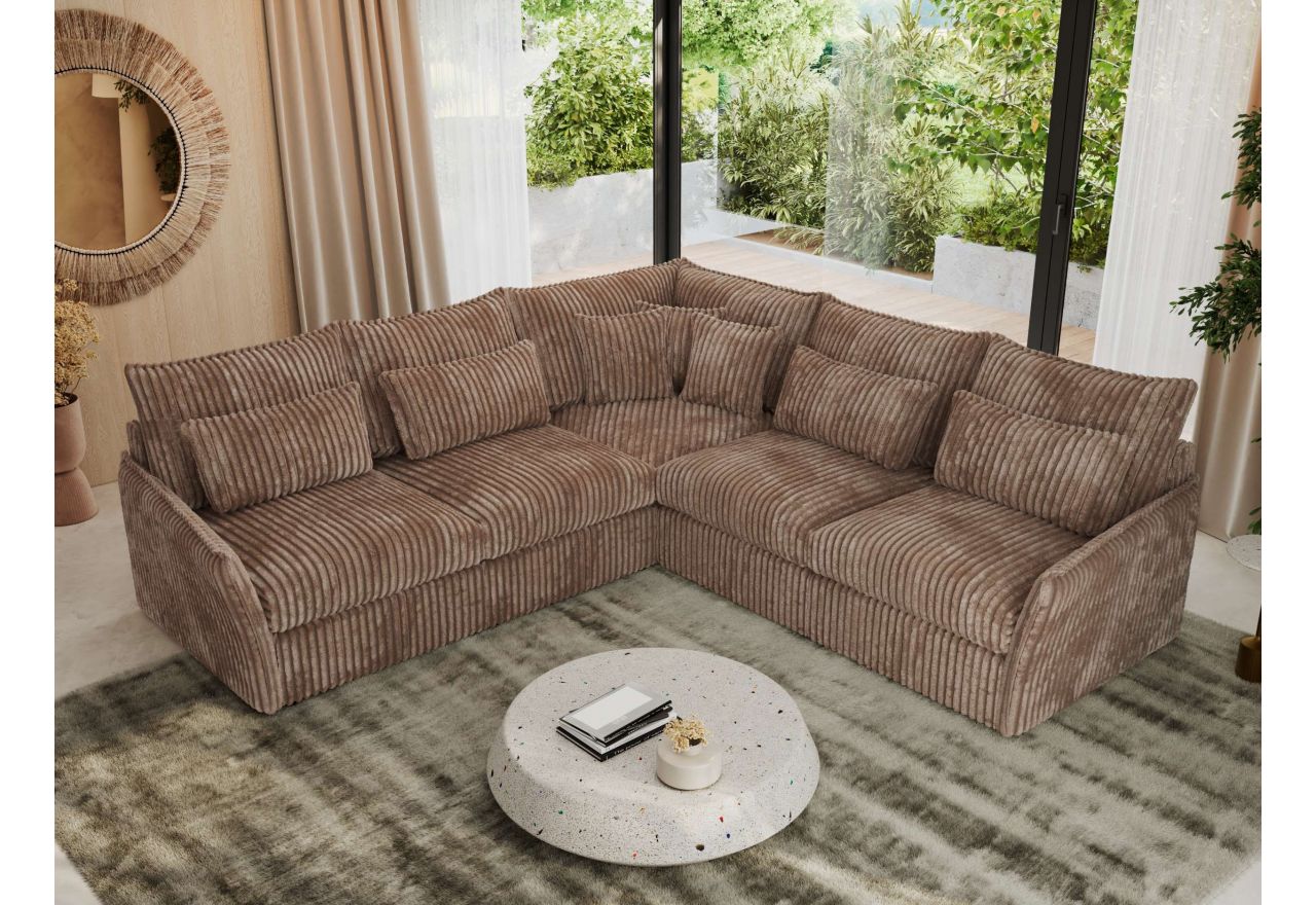 Narożnik VERSO L - uniwersalny - brązowy, sztruks