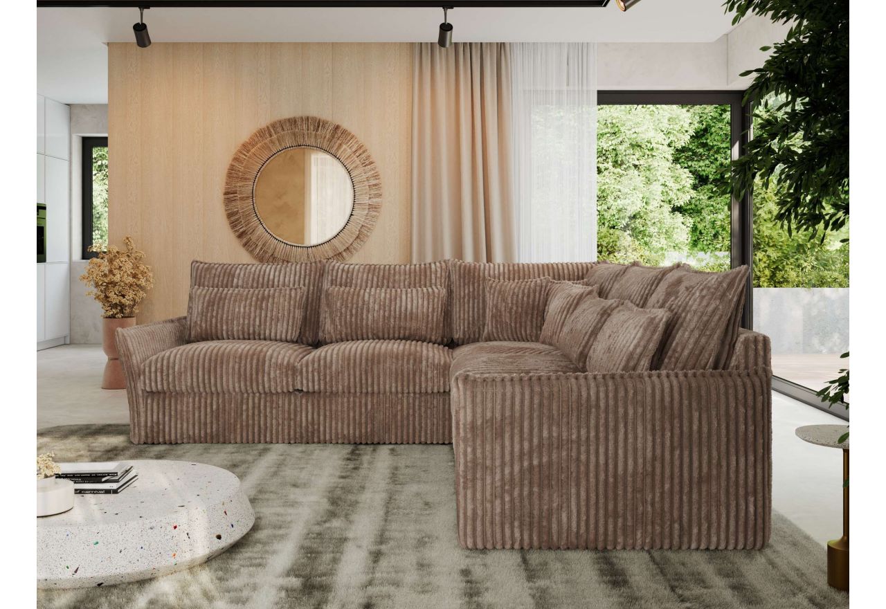 Narożnik VERSO L - uniwersalny - brązowy, sztruks