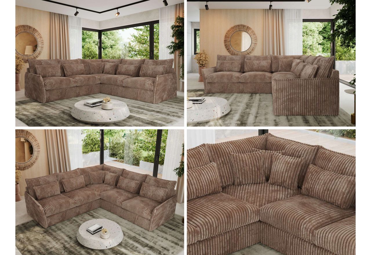 Narożnik VERSO L - uniwersalny - brązowy, sztruks