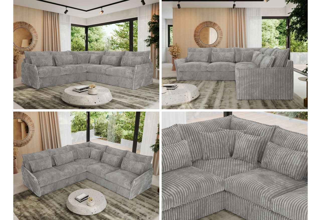 Narożnik VERSO L - uniwersalny - jasnoszary, sztruks