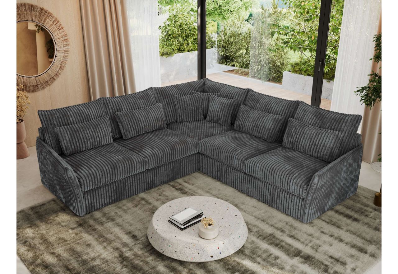 Narożnik VERSO L - uniwersalny - szary, sztruks