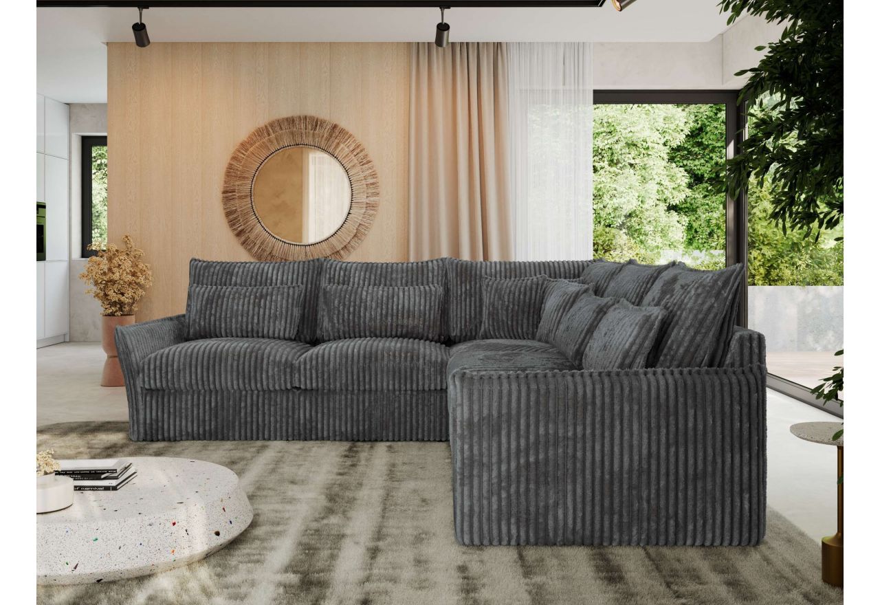 Narożnik VERSO L - uniwersalny - szary, sztruks