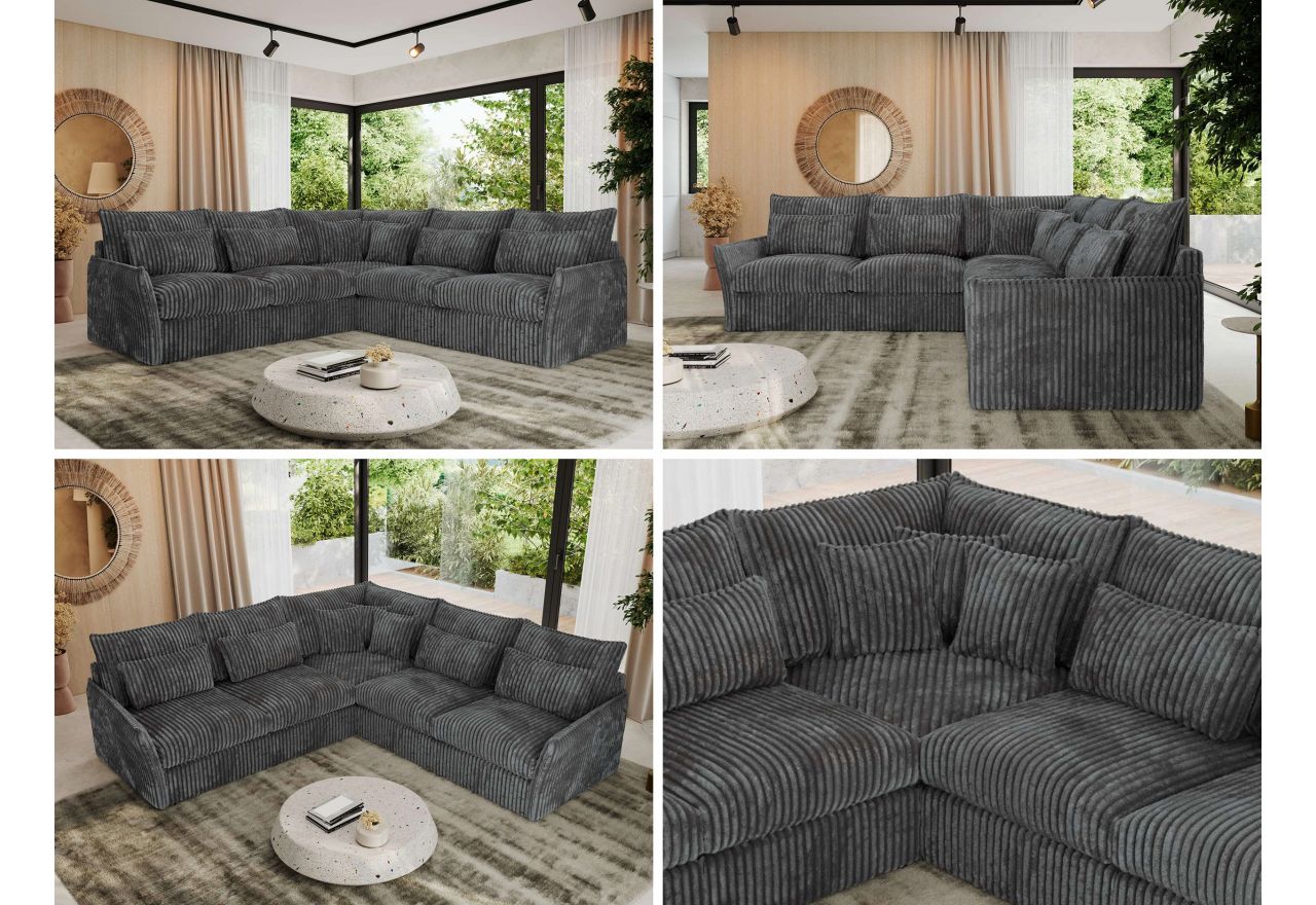 Narożnik VERSO L - uniwersalny - szary, sztruks