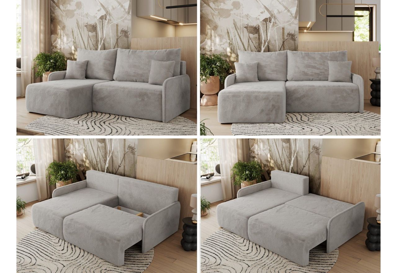 Narożnik ARPA L - strona lewa - jasnoszary, plusz