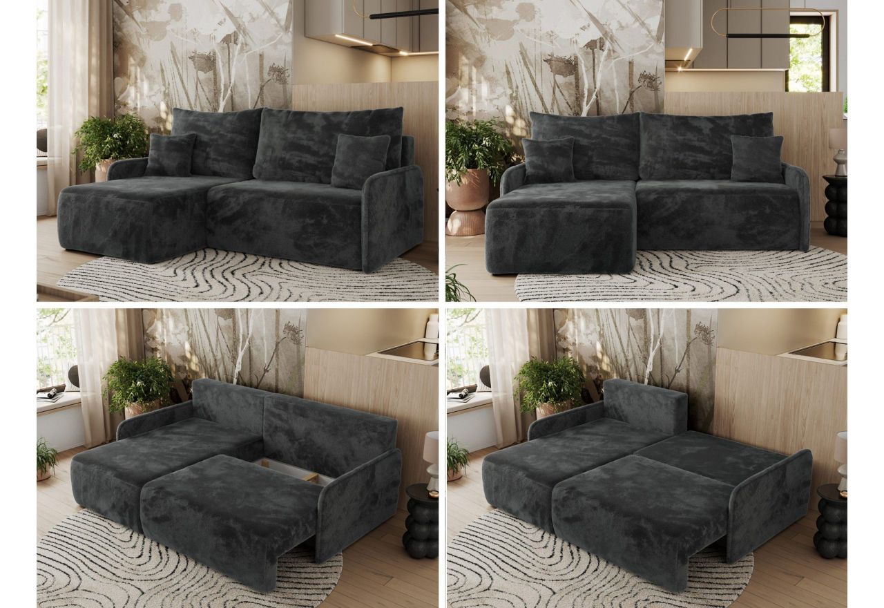 Narożnik ARPA L - strona lewa - ciemnoszary, plusz