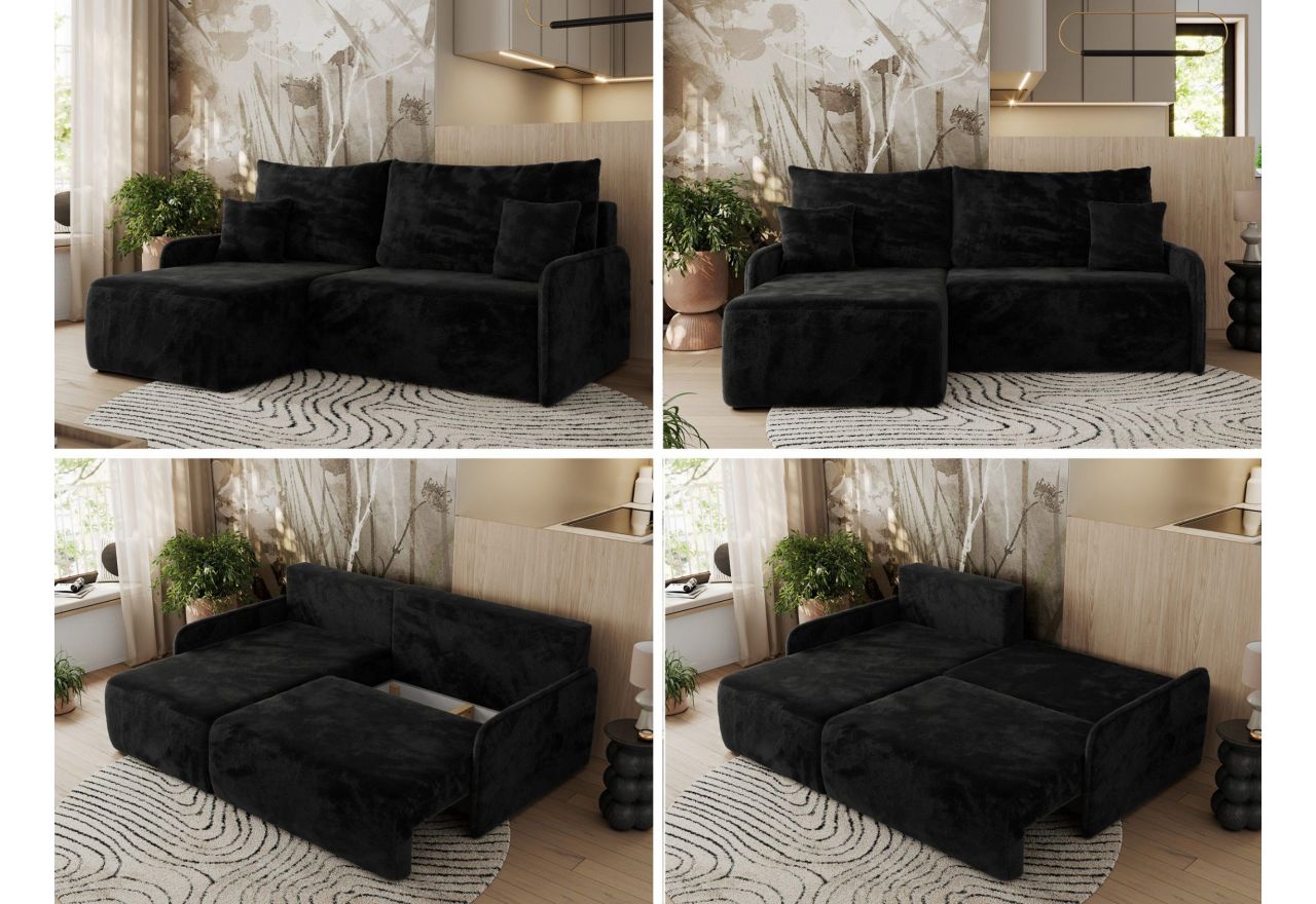 Narożnik ARPA L - strona lewa - czarny, plusz