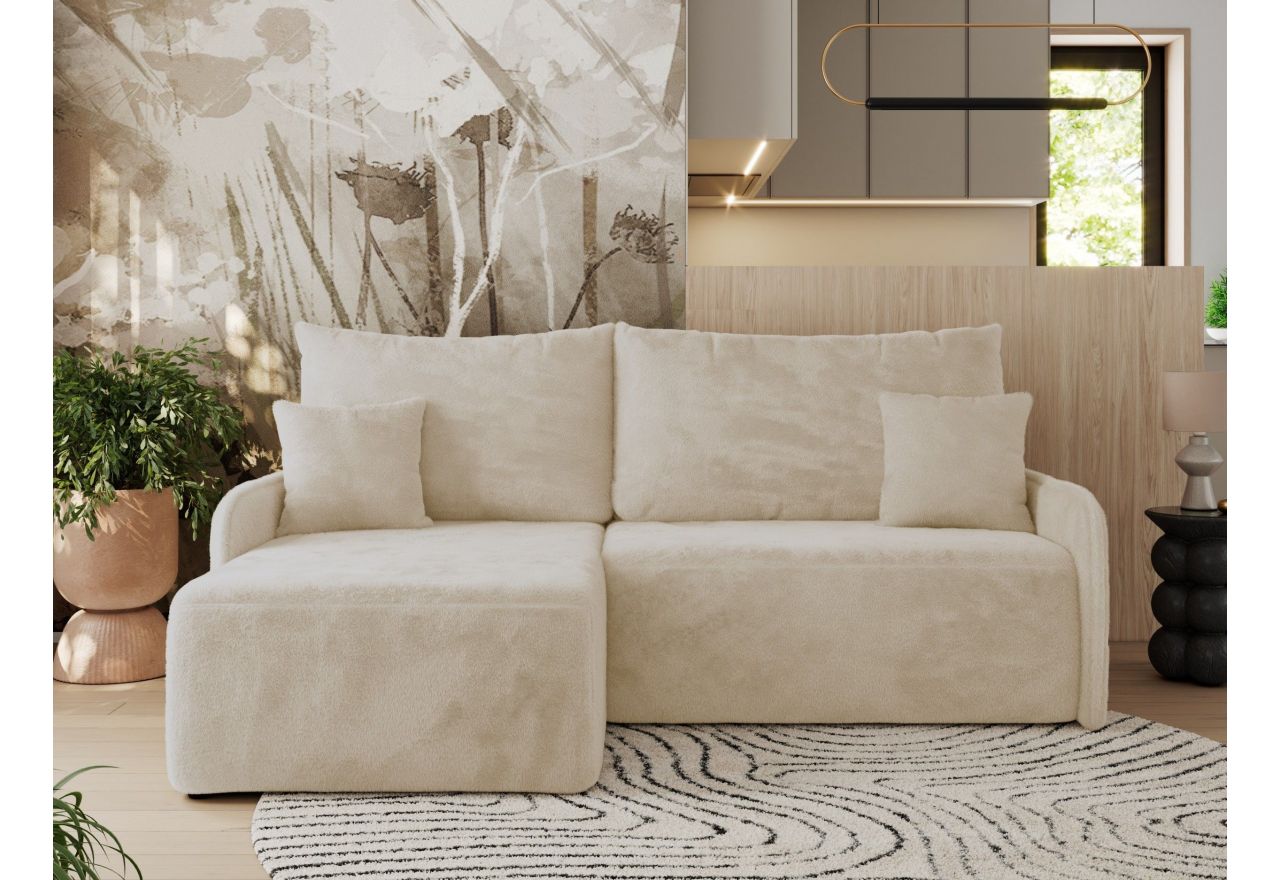 Narożnik ARPA L - strona lewa - kremowy, plusz