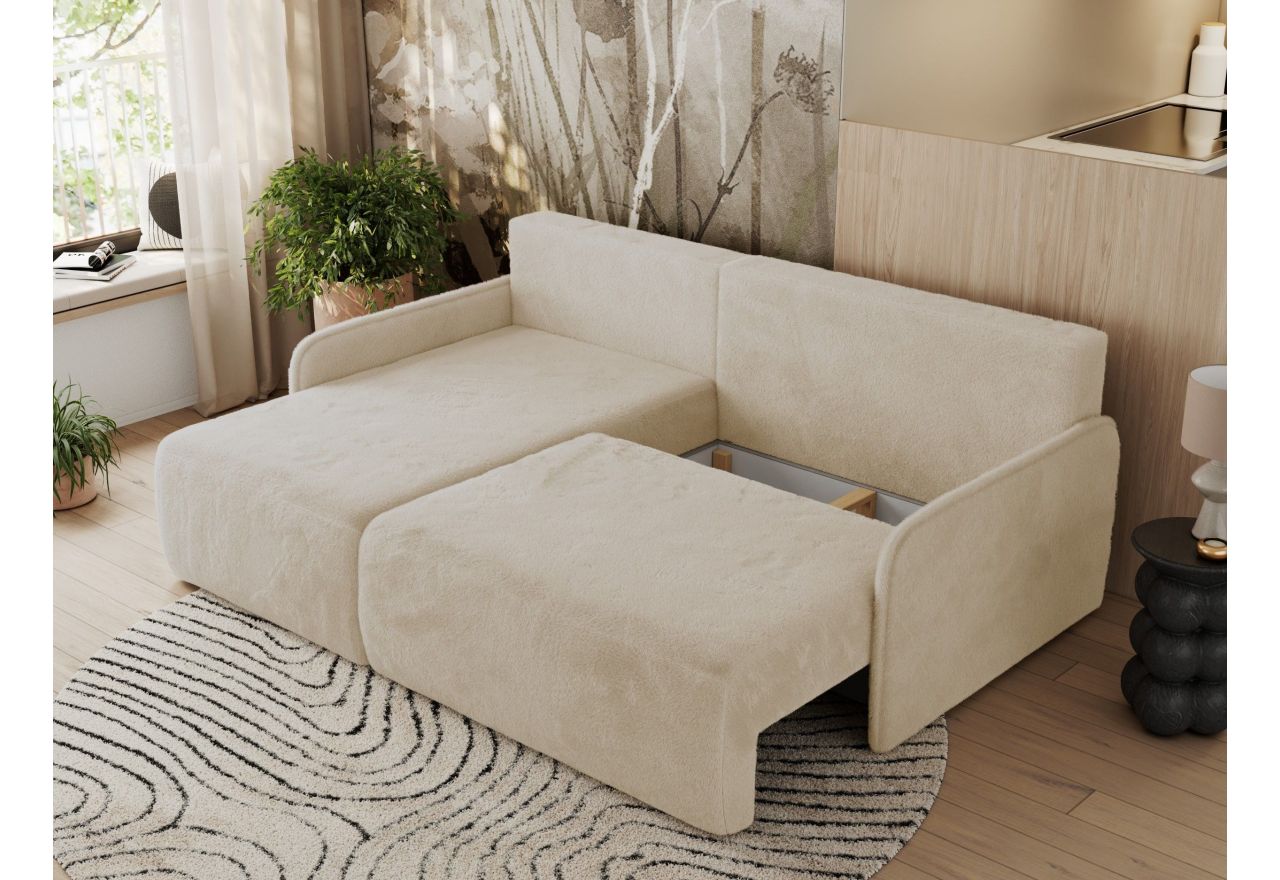 Narożnik ARPA L - strona lewa - kremowy, plusz