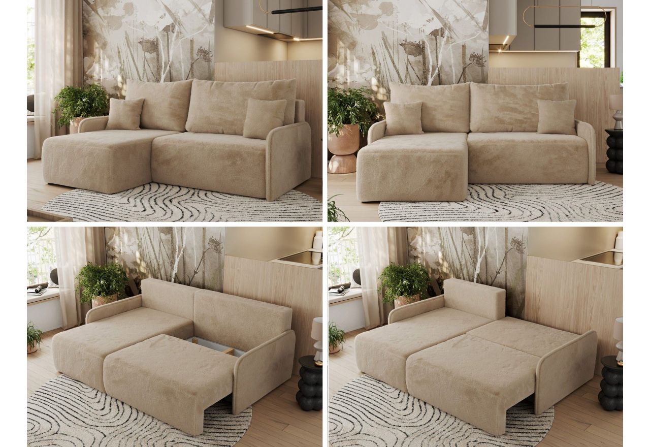 Narożnik ARPA L - strona lewa - beżowy, plusz