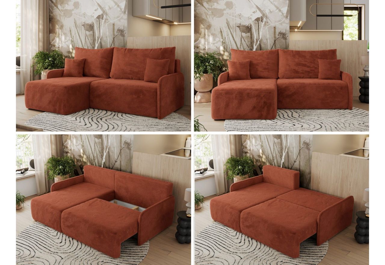 Narożnik ARPA L - strona lewa - pomarańczowy, plusz