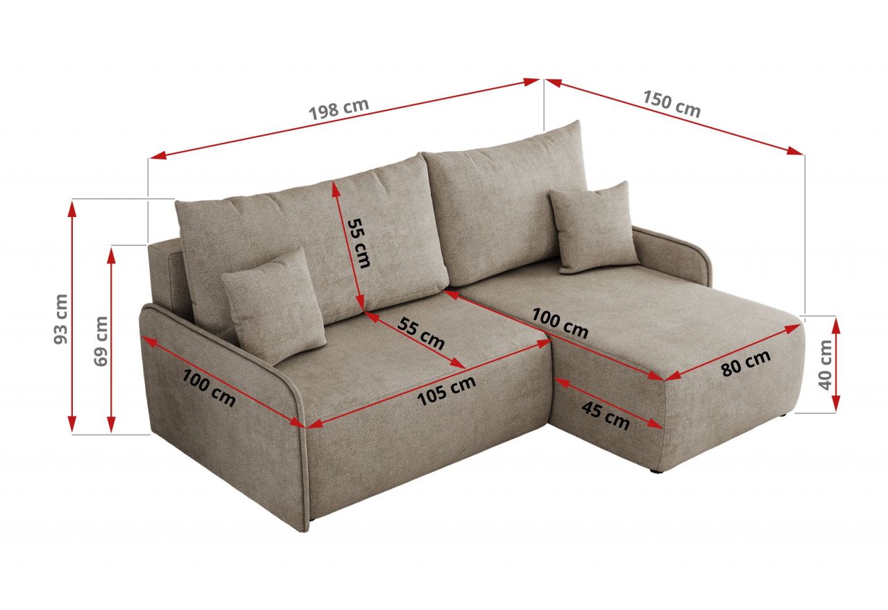 Narożnik ARPA L - strona lewa - beżowy, struktura