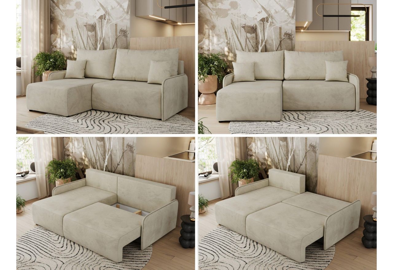 Narożnik ARPA L - strona lewa - beżowy, welwet