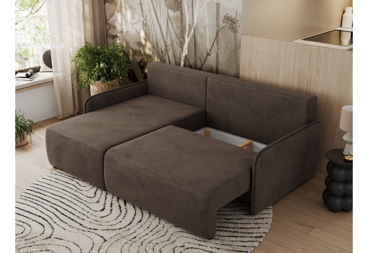 Narożnik ARPA L - strona lewa - brązowy, welwet