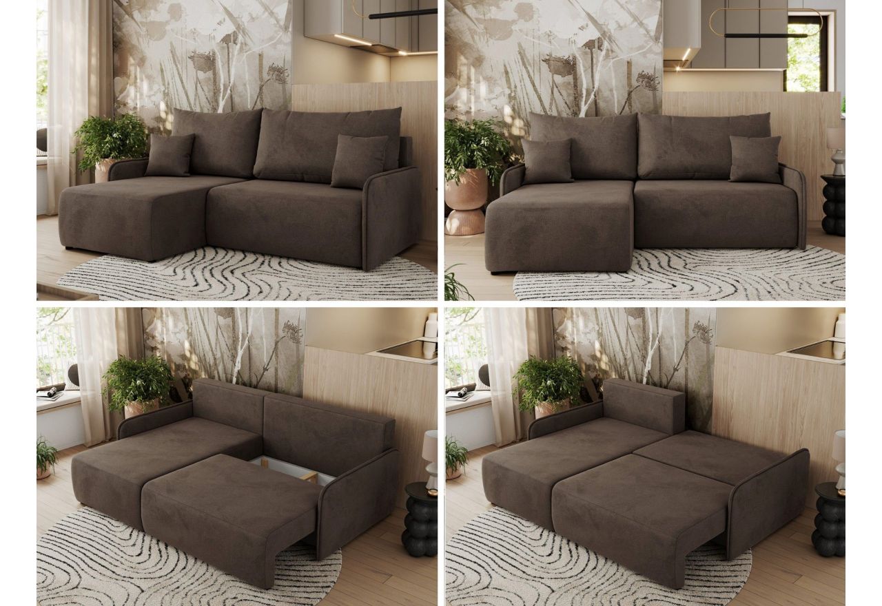 Narożnik ARPA L - strona lewa - brązowy, welwet