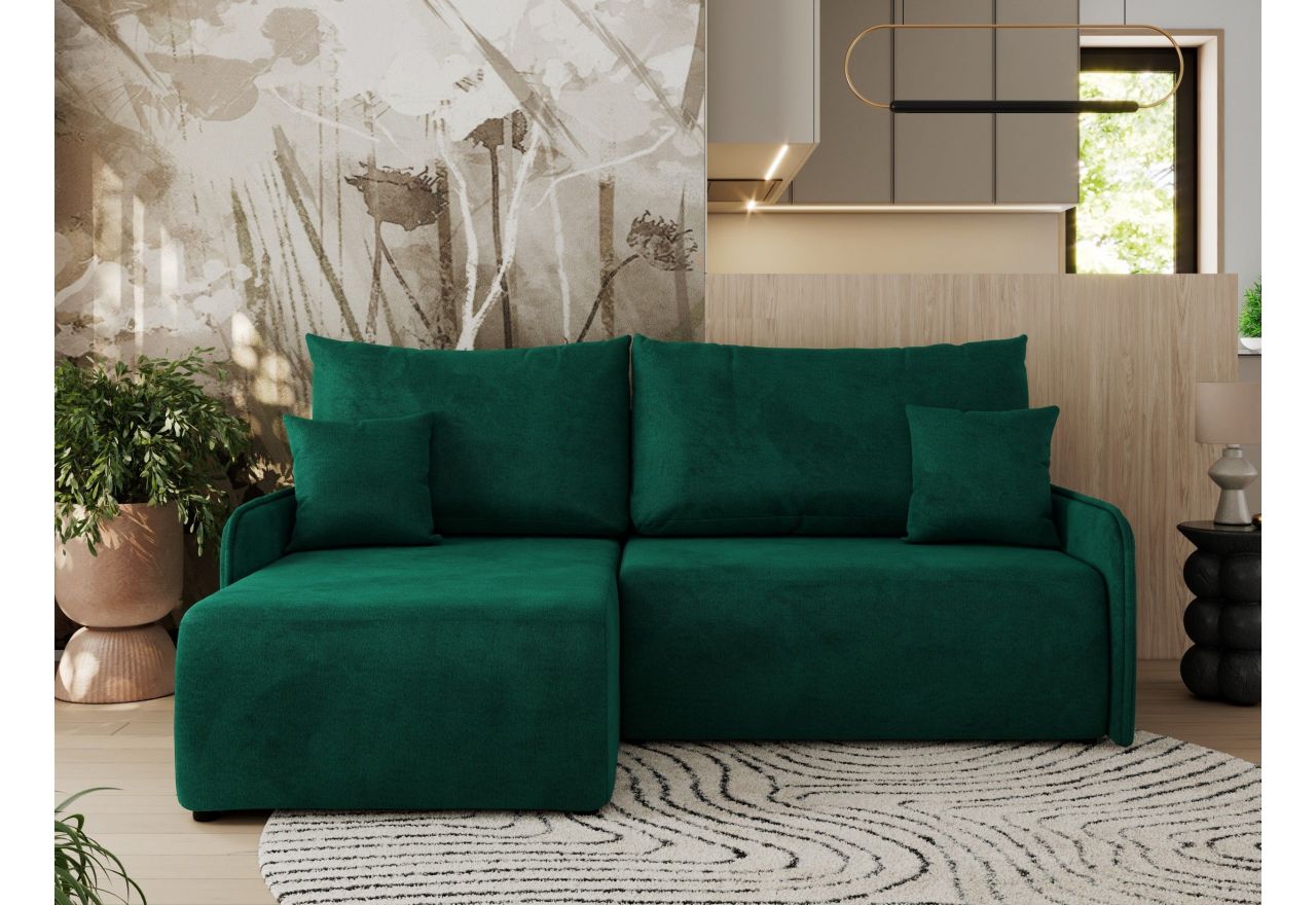 Narożnik ARPA L - strona lewa - ciemnozielony, welwet