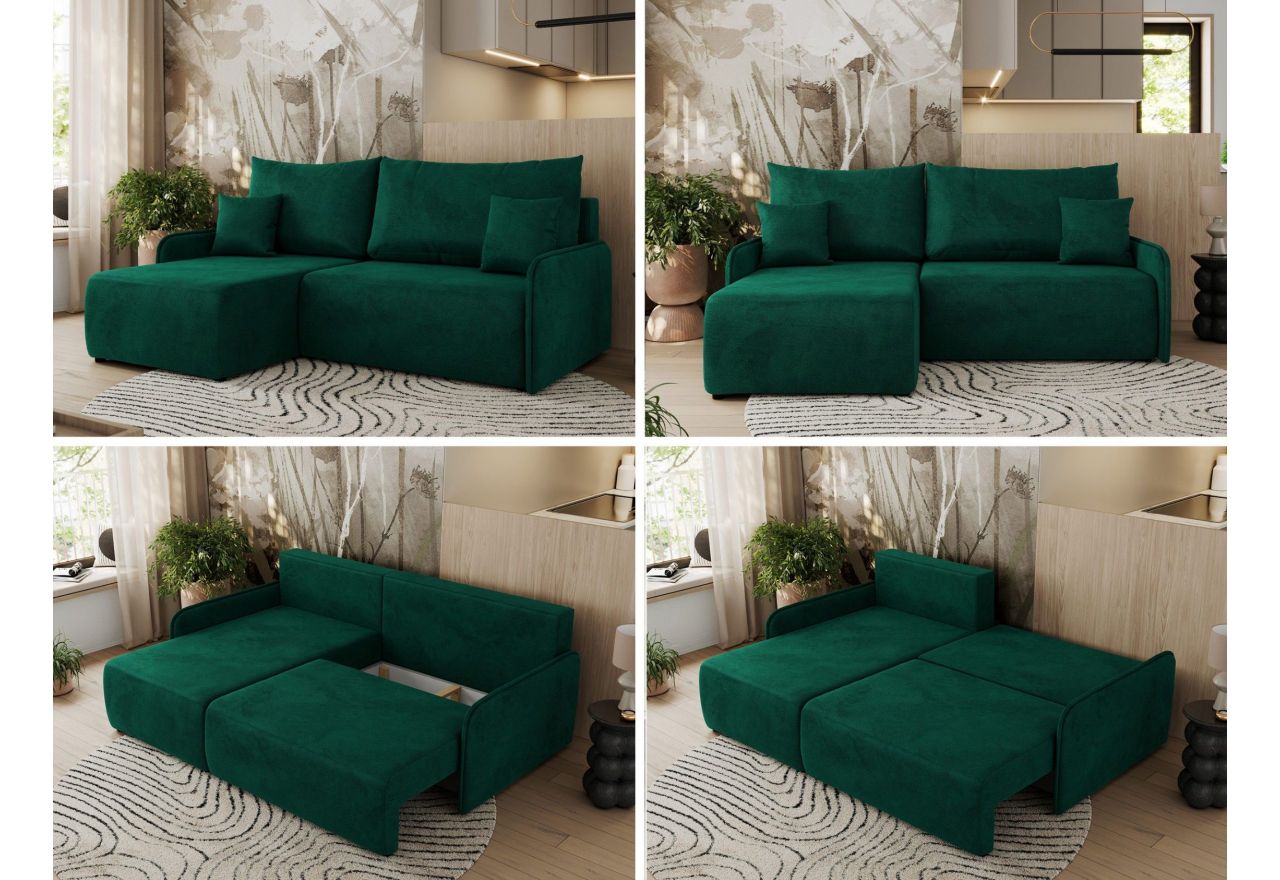 Narożnik ARPA L - strona lewa - ciemnozielony, welwet