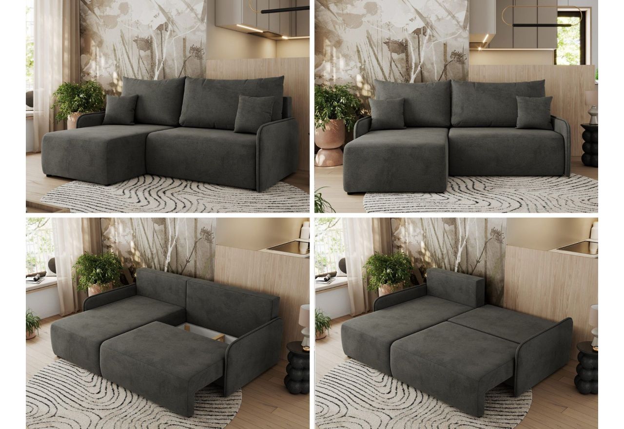 Narożnik ARPA L - strona lewa - ciemnoszary, welwet