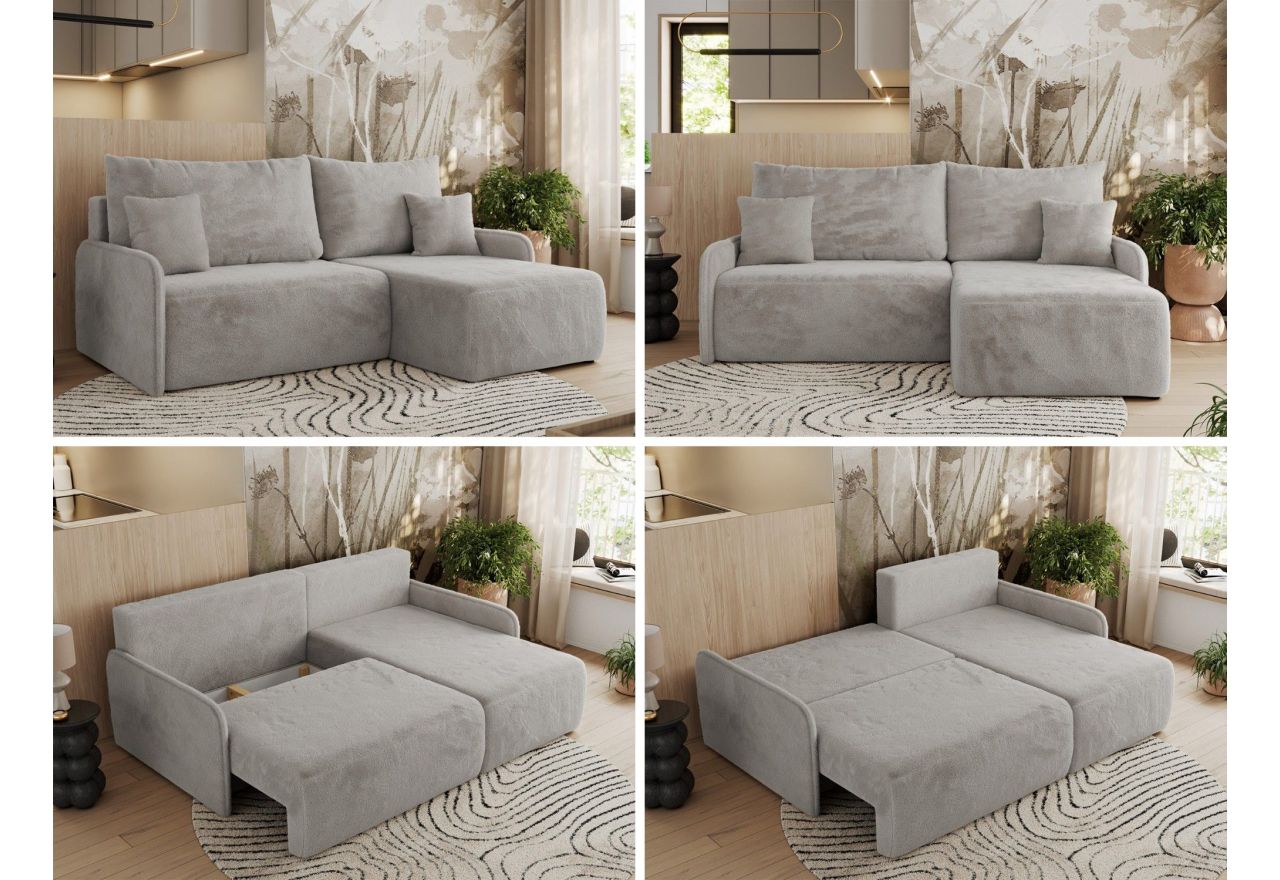 Narożnik ARPA L - strona prawa - jasnoszary, plusz