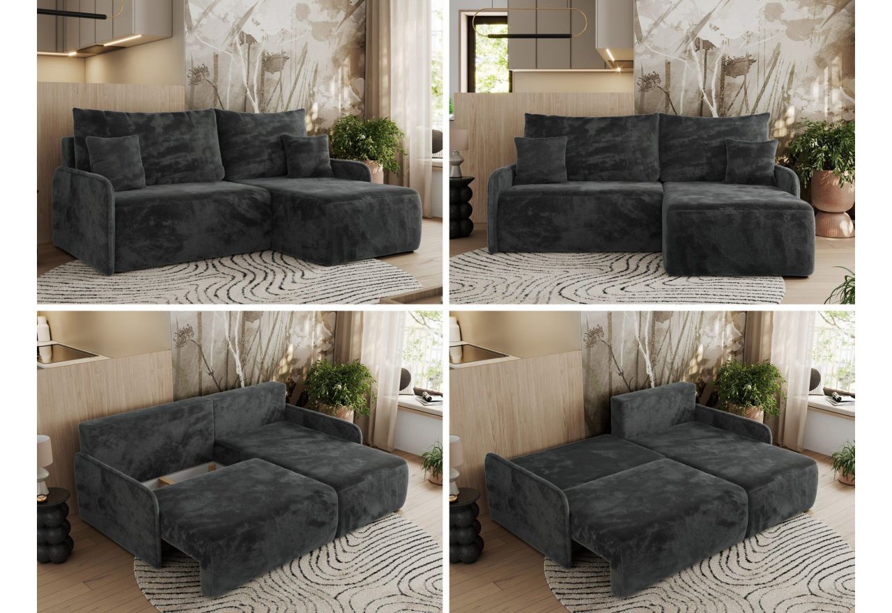 Narożnik ARPA L - strona prawa - ciemnoszary, plusz