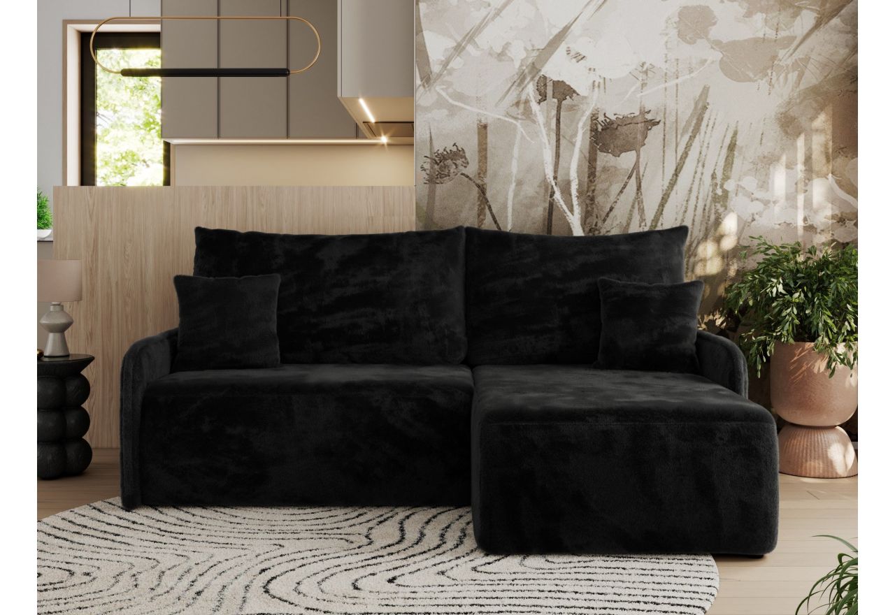 Narożnik ARPA L - strona prawa - czarny, plusz