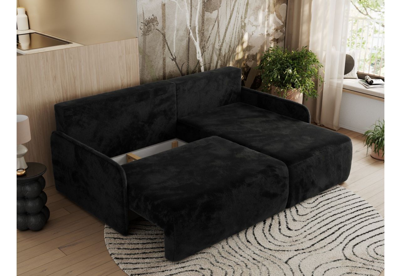 Narożnik ARPA L - strona prawa - czarny, plusz