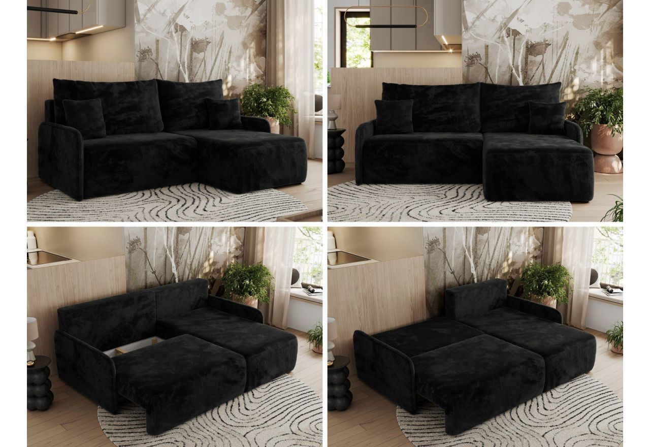 Narożnik ARPA L - strona prawa - czarny, plusz