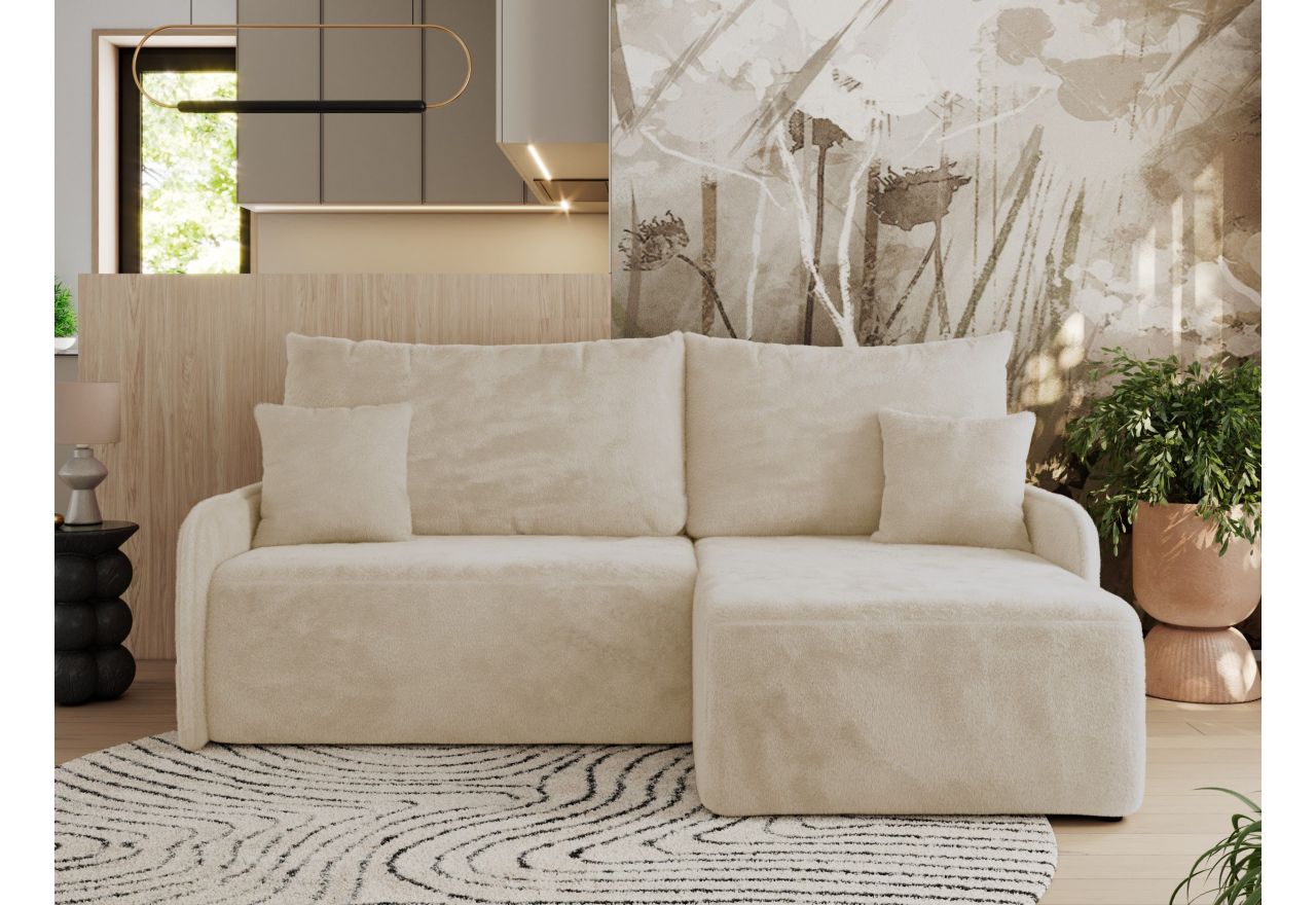 Narożnik ARPA L - strona prawa - kremowy, plusz