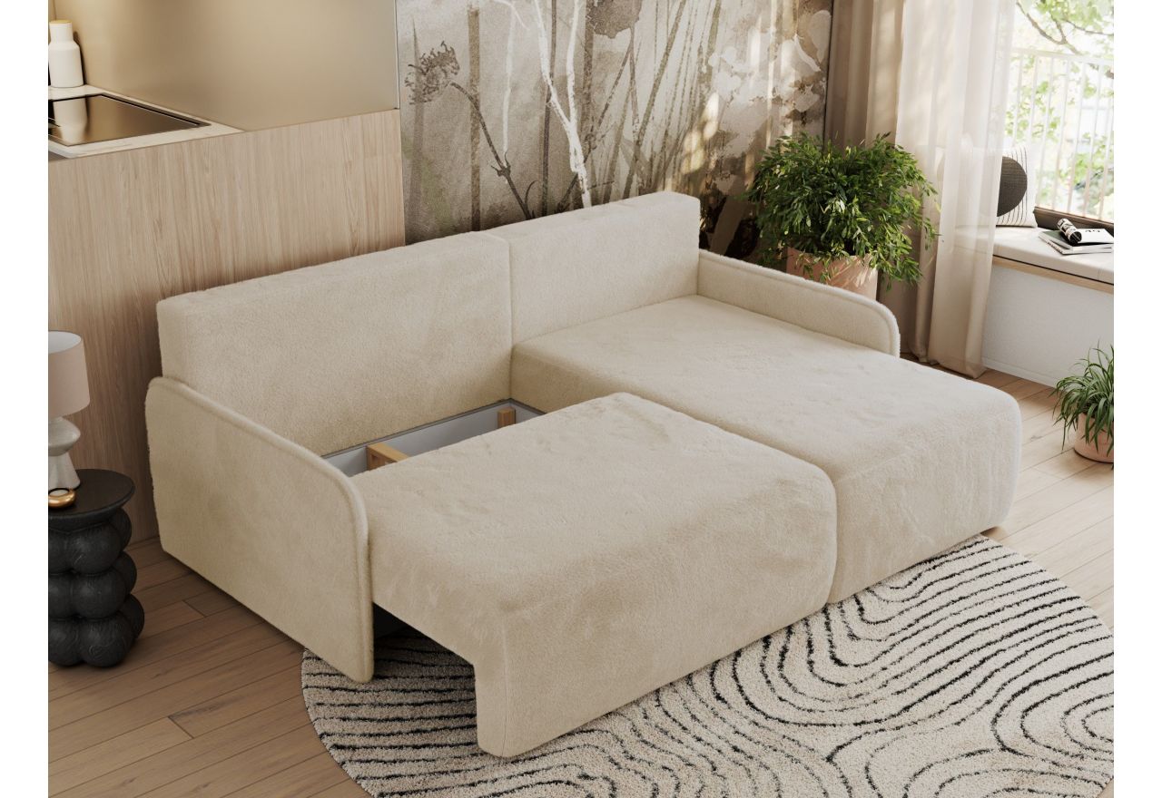 Narożnik ARPA L - strona prawa - kremowy, plusz