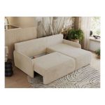 Narożnik ARPA L - strona prawa - kremowy, plusz