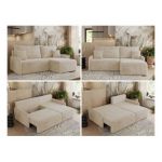 Narożnik ARPA L - strona prawa - kremowy, plusz