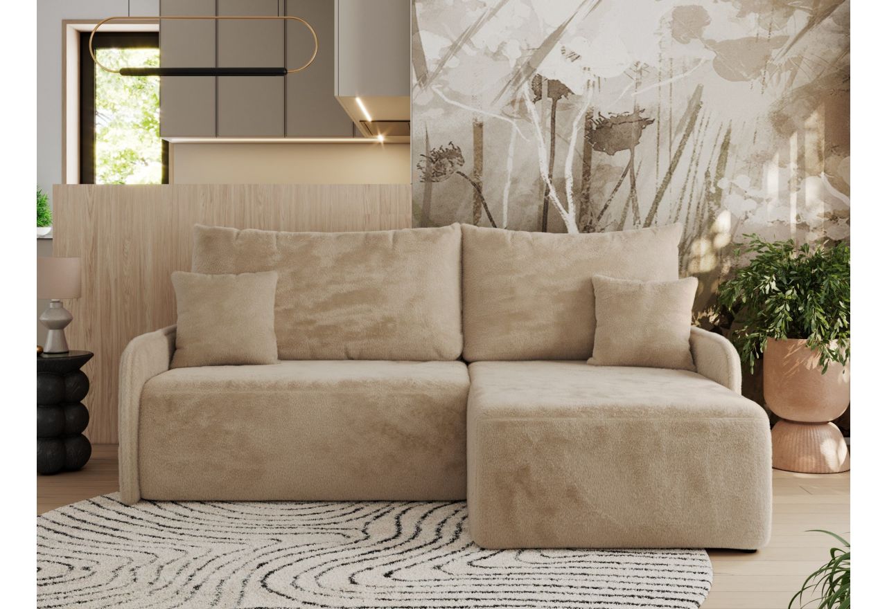 Narożnik ARPA L - strona prawa - beżowy, plusz