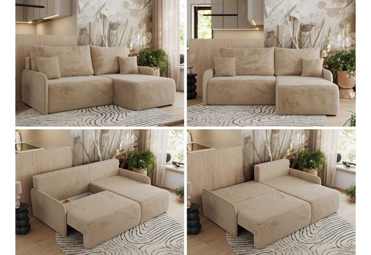 Narożnik ARPA L - strona prawa - beżowy, plusz