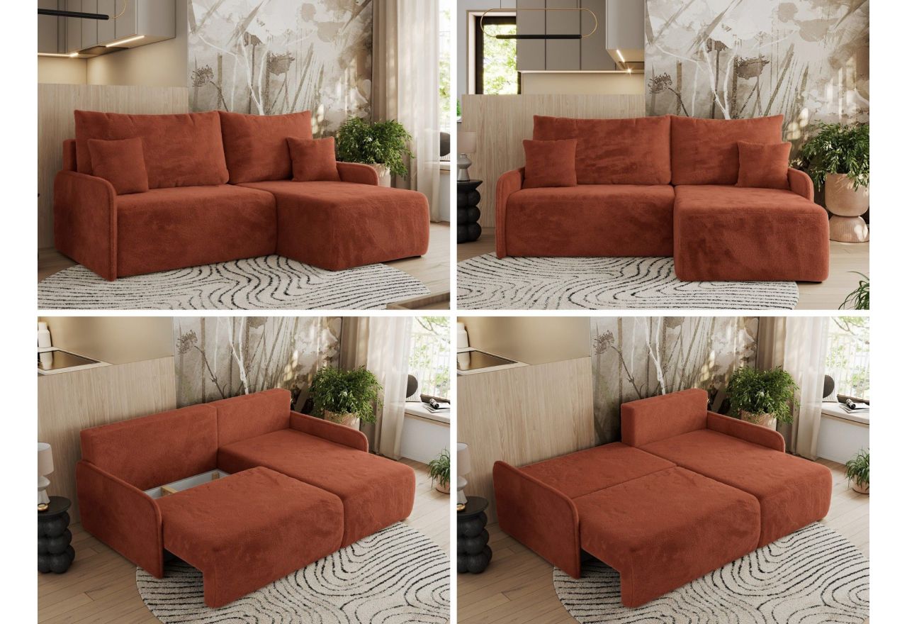 Narożnik ARPA L - strona prawa - pomarańczowy, plusz