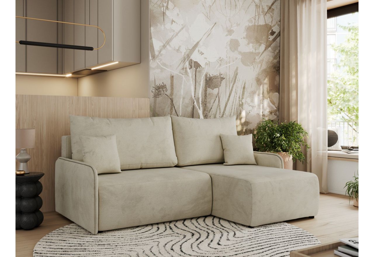 Narożnik ARPA L - strona prawa - beżowy, welwet