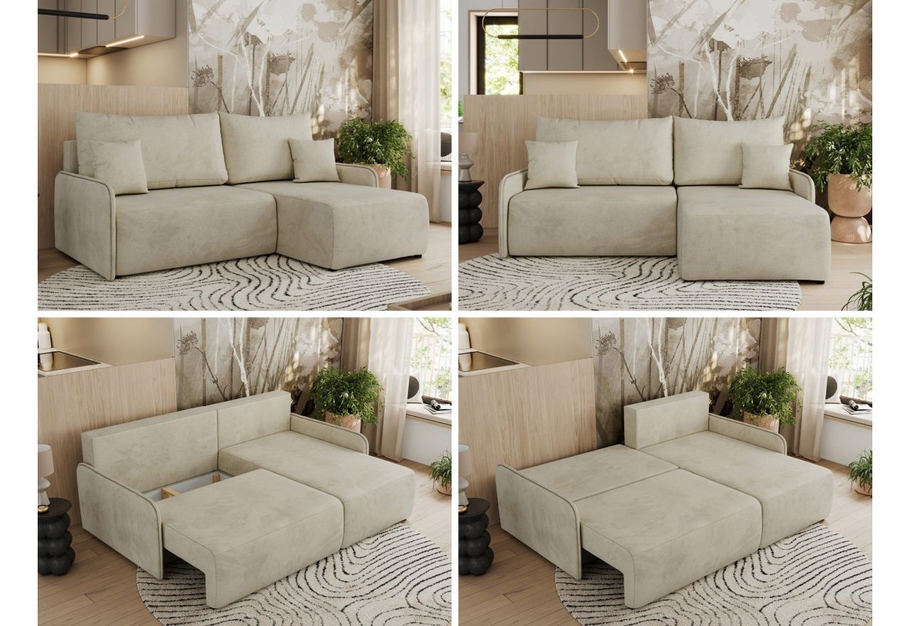 Narożnik ARPA L - strona prawa - beżowy, welwet