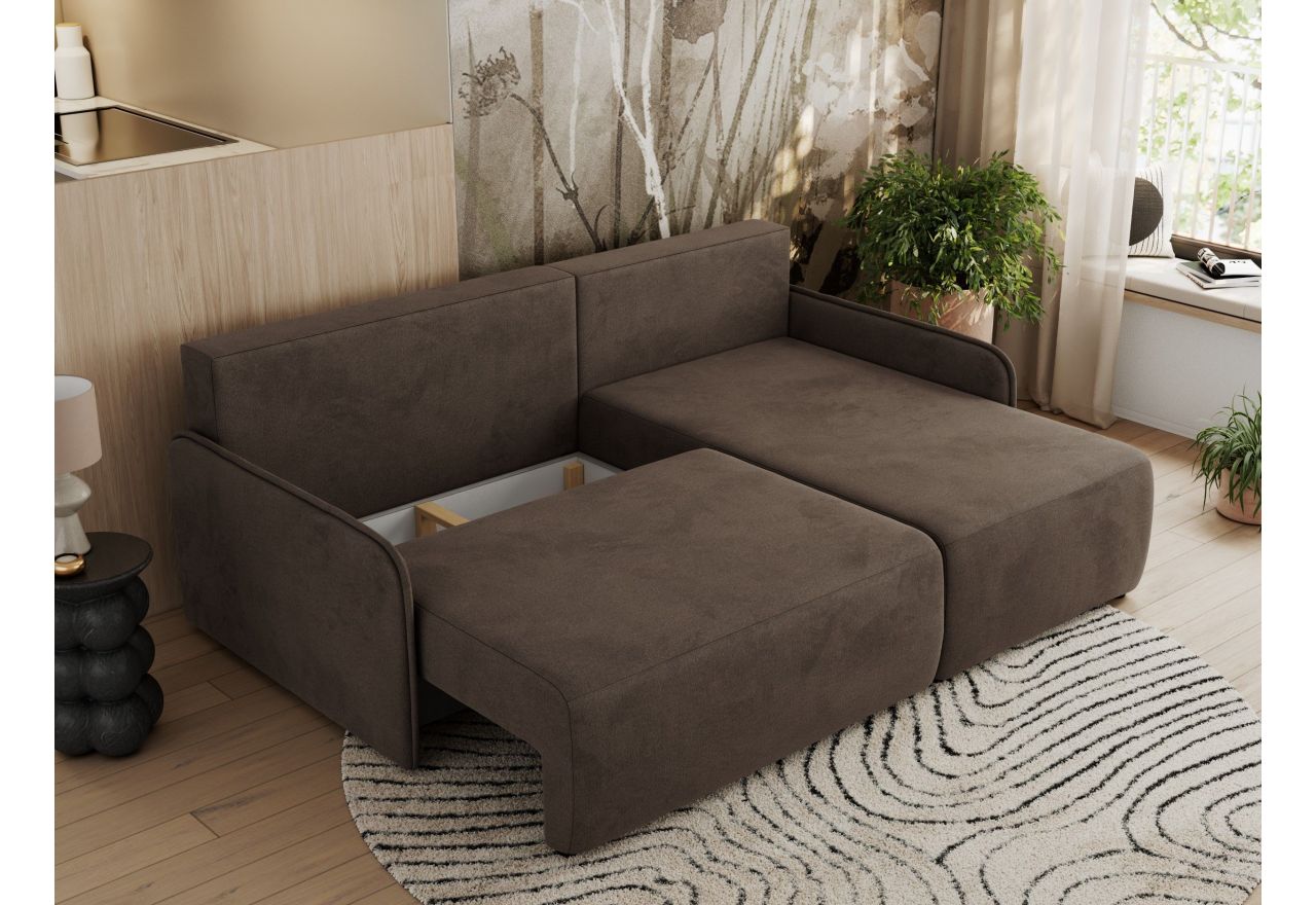 Narożnik ARPA L - strona prawa - brązowy, welwet