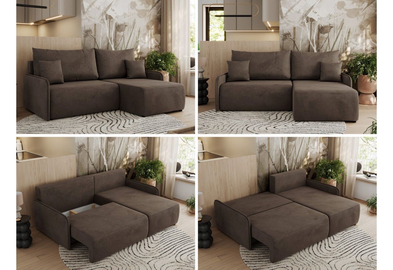 Narożnik ARPA L - strona prawa - brązowy, welwet