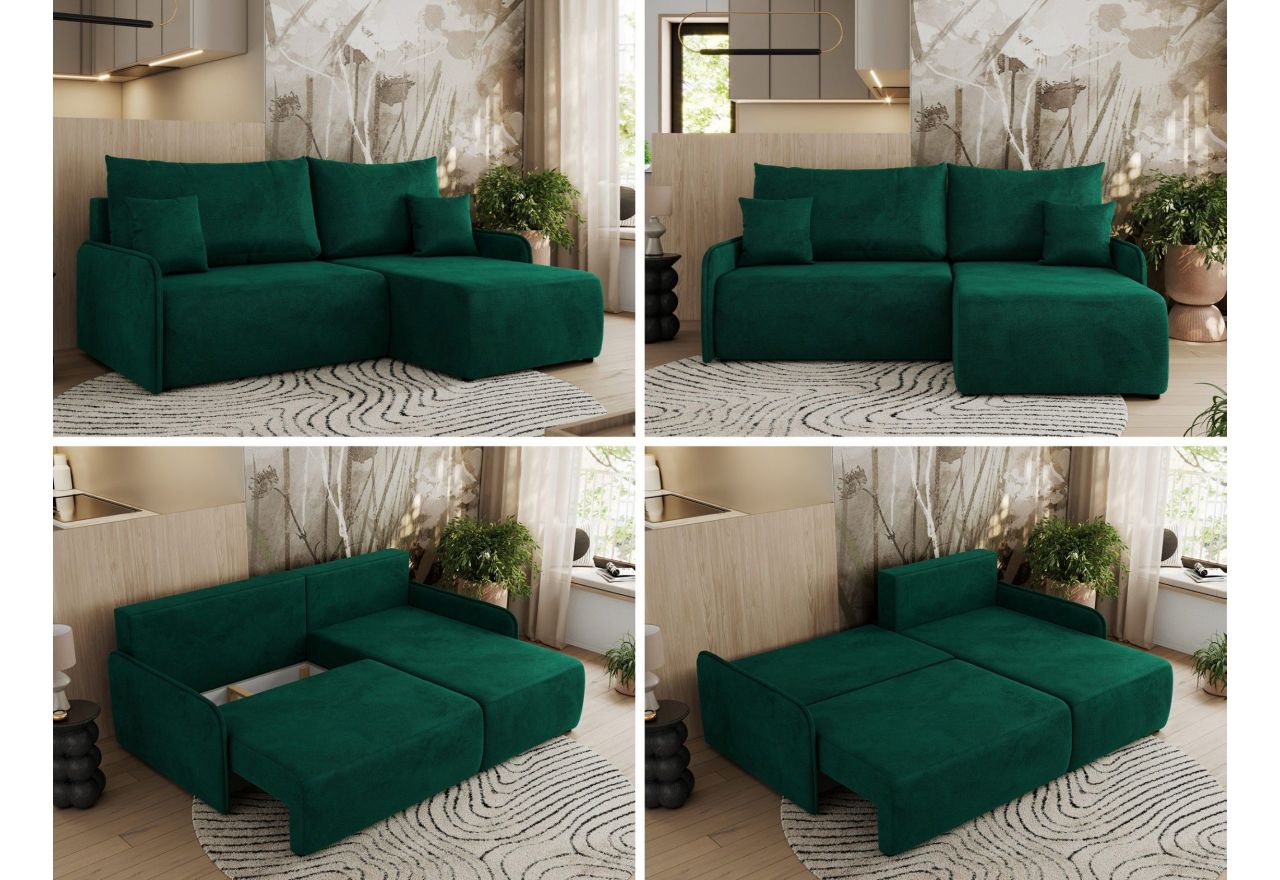 Narożnik ARPA L - strona prawa - ciemnozielony, welwet