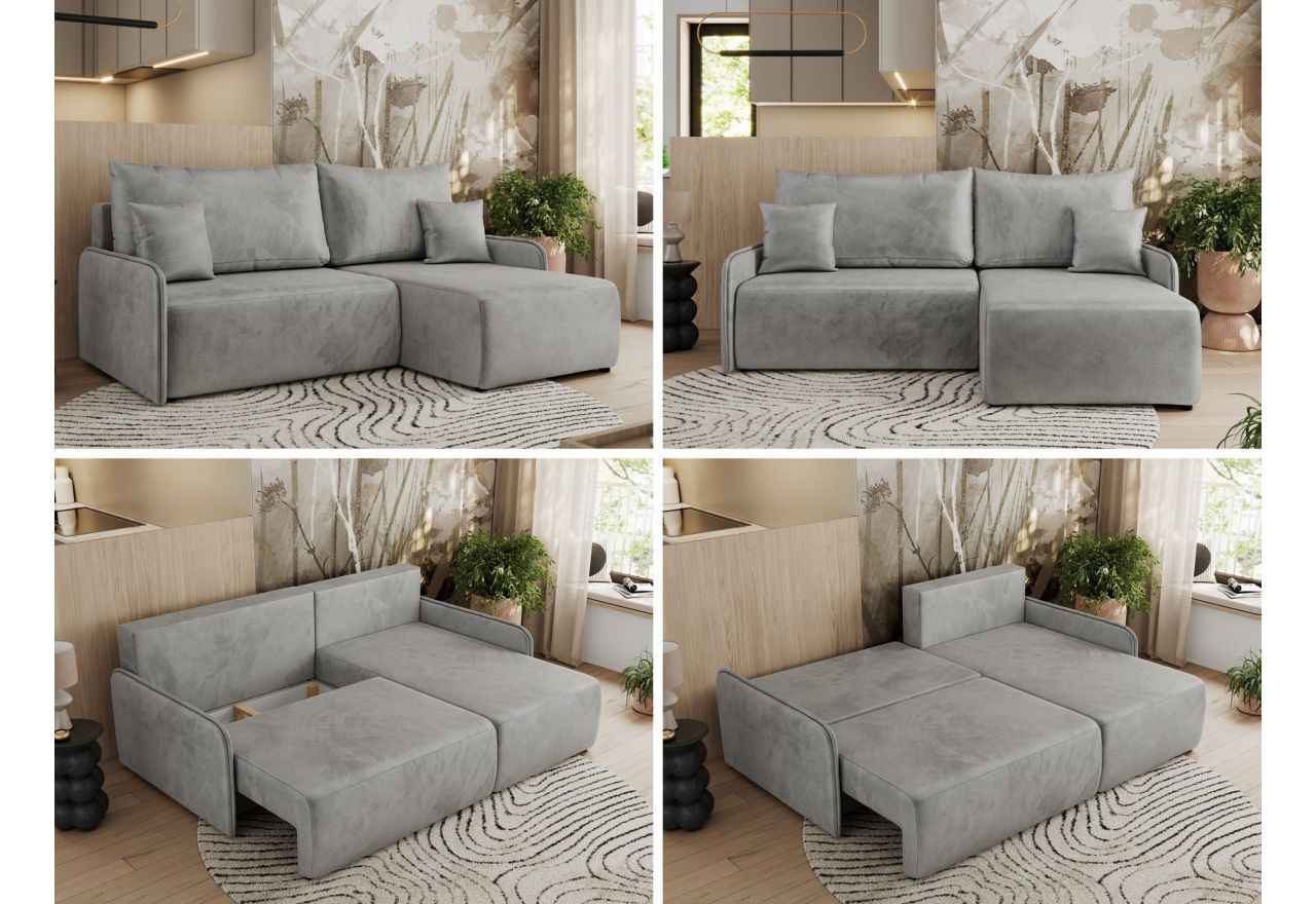 Narożnik ARPA L - strona prawa - jasnoszary, welwet