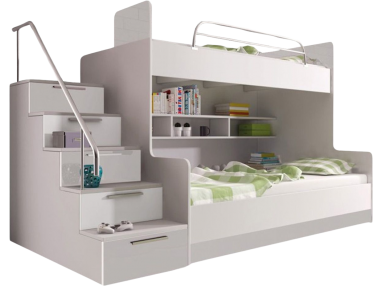 Łóżko piętrowe do pokoju młodzieżowego i dziecięcego w nowoczesnym stylu - EDEN 2 Biały / Biały połysk