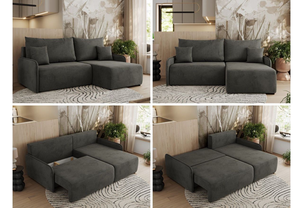 Narożnik ARPA L - strona prawa - ciemnoszary, welwet