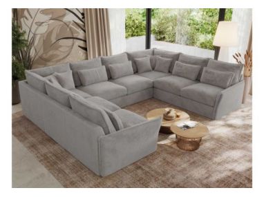 Narożnik - VERSO U 8M - uniwersalny - jasnoszary, plusz