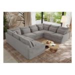 Narożnik - VERSO U 8M - uniwersalny - jasnoszary, plusz