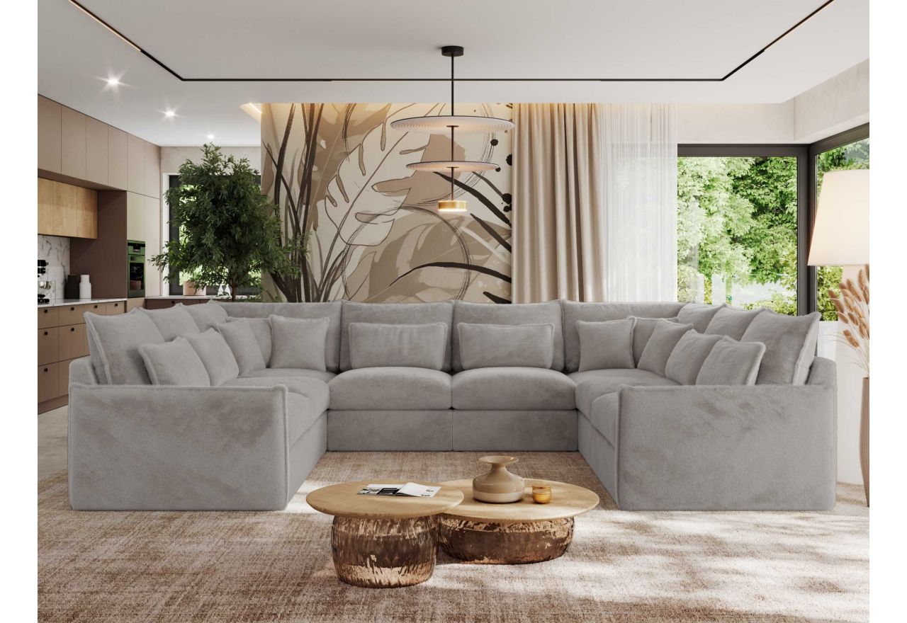 Narożnik - VERSO U 8M - uniwersalny - jasnoszary, plusz