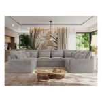 Narożnik - VERSO U 8M - uniwersalny - jasnoszary, plusz